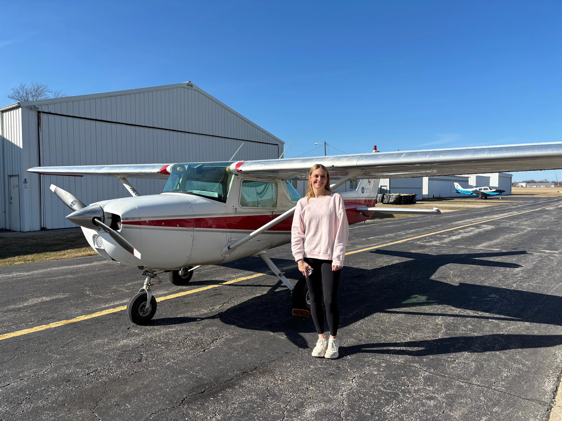 Griffith, Indiana flight training, First student solo flight on March 02 2026 — private pilot student Olivia Riggs at Eagle Aircraft Flight Academy near Chicago, IL