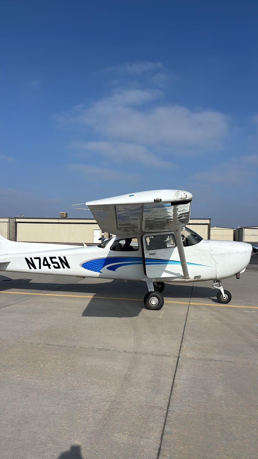 Eagle Aircraft Cessna 172 training aircraft parked on the flight line at Porter County Regional Airport