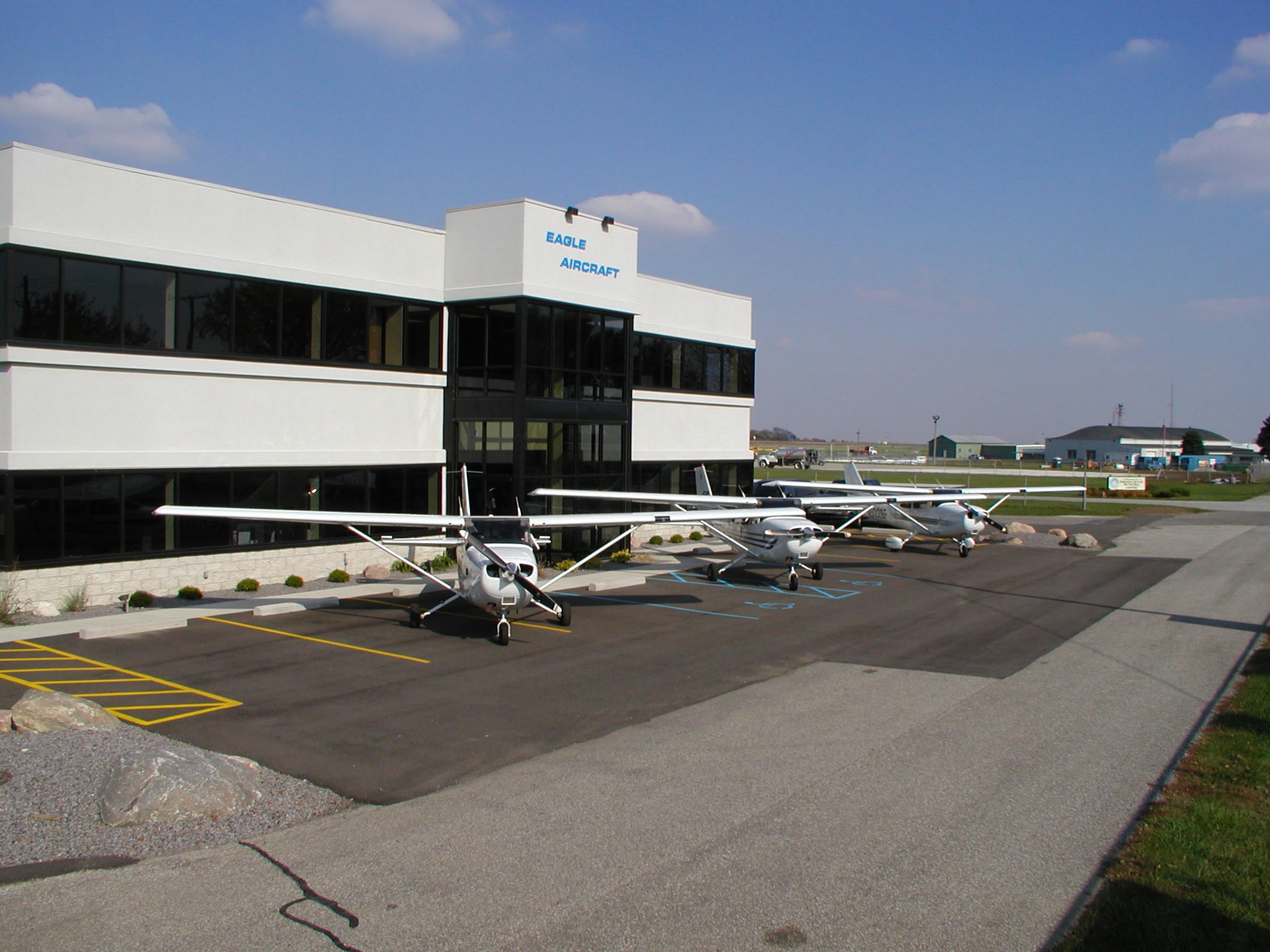 Eagle Aircraft Flight Academy aircraft on the ramp at Porter County Regional Airport in Valparaiso Indiana